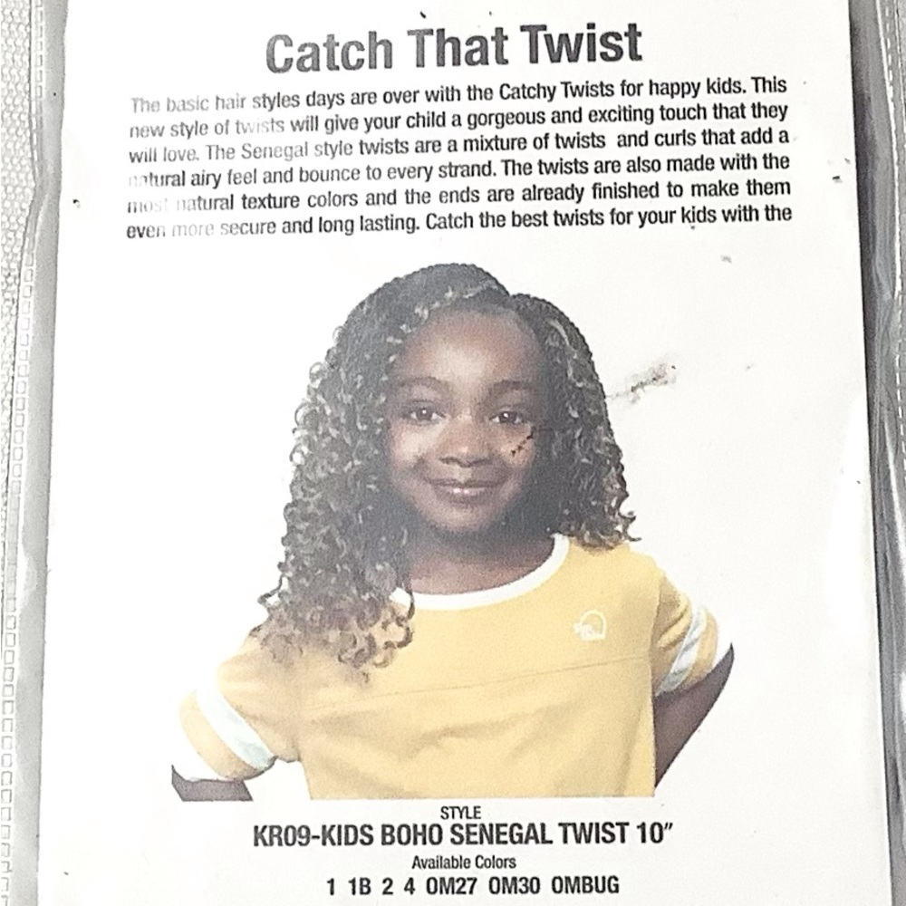 (1) AFRI KIDS Boho Senegal Twist 10" Braiding Crotchet Hair Kids Color 1B Black